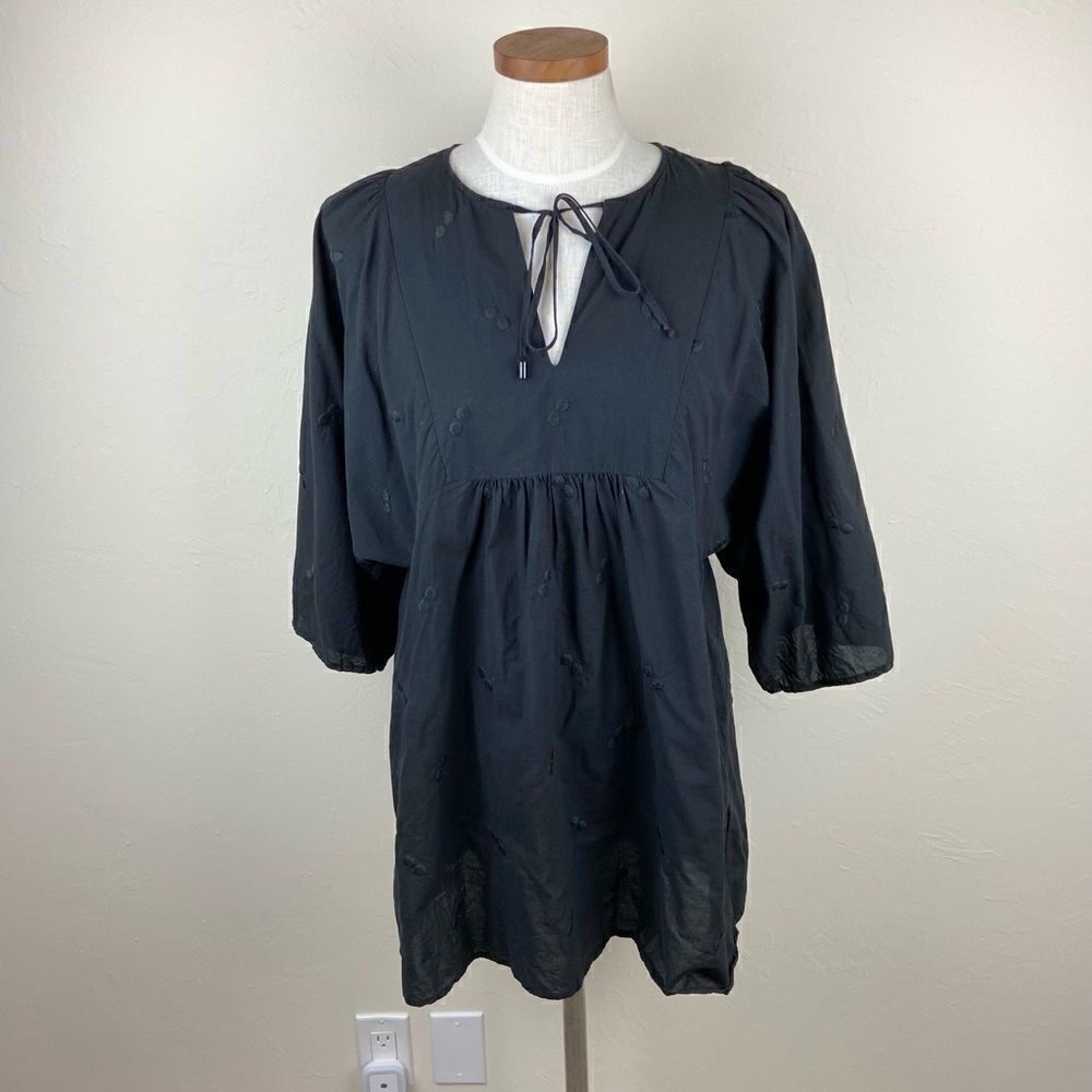 Karl Lagerfeld Oversized Neck-Tie 1/2 Sleeve Mini Dress - Black
